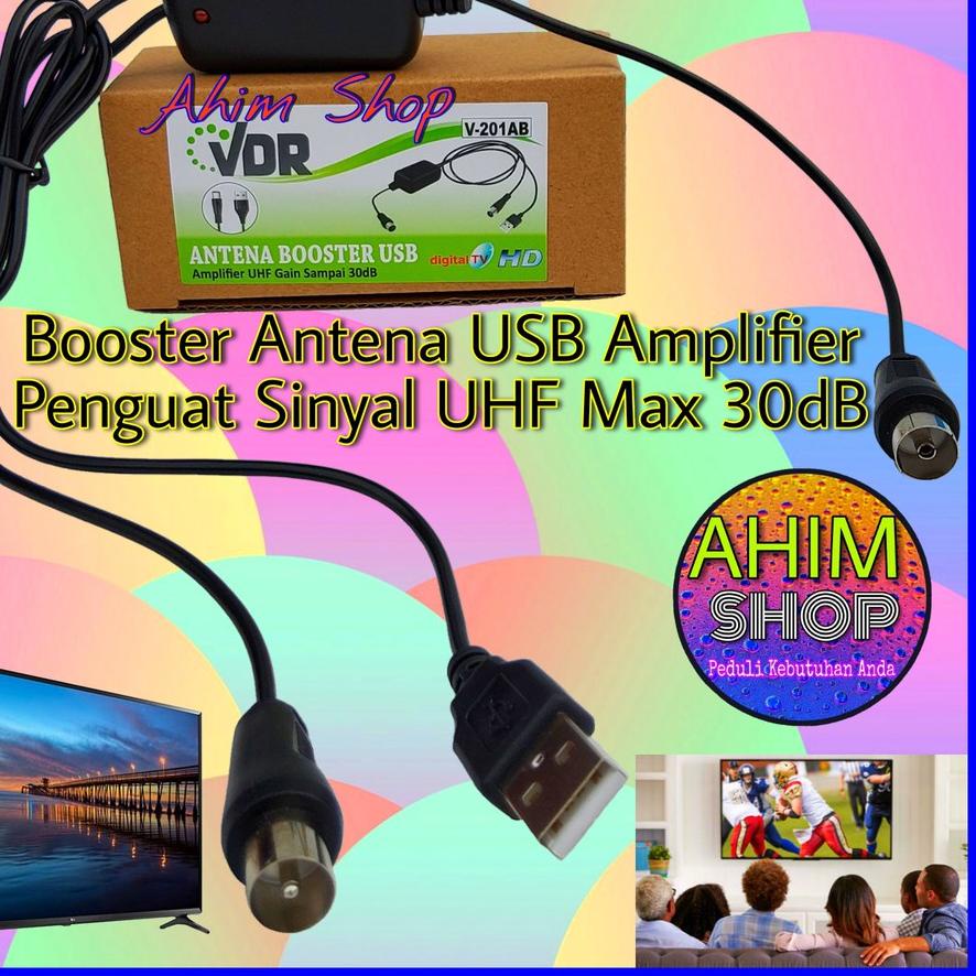 ⅍ VDR BOOSTER Antena USB Amplifier UHF Gain Max 30dB Alat Penguat Sinyal Kabel Antenna TV HDTV V-201