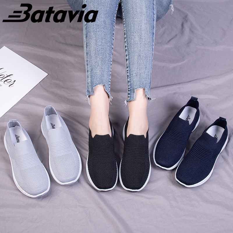 Batavia Sepatu olahraga impor premium perempuan terbaru rajut adem antislip antiaus sepatu lari anak perempuan  Batavia Shoes Fashion  Sport  Original Pink Hitam Abu  rajut  sekolah korea Onlinemall N20