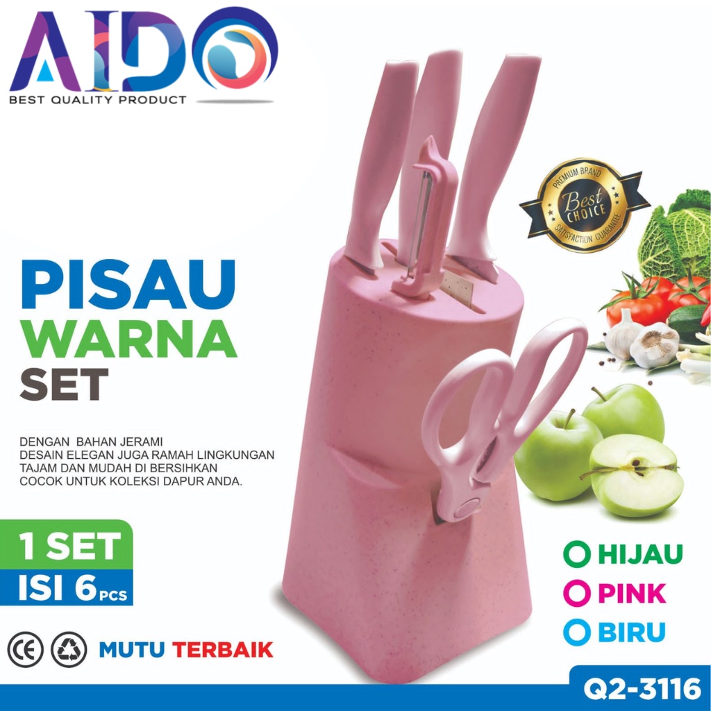 Knife set 8pcs pisau dan gunting Dapur set with talenan original 013P/009