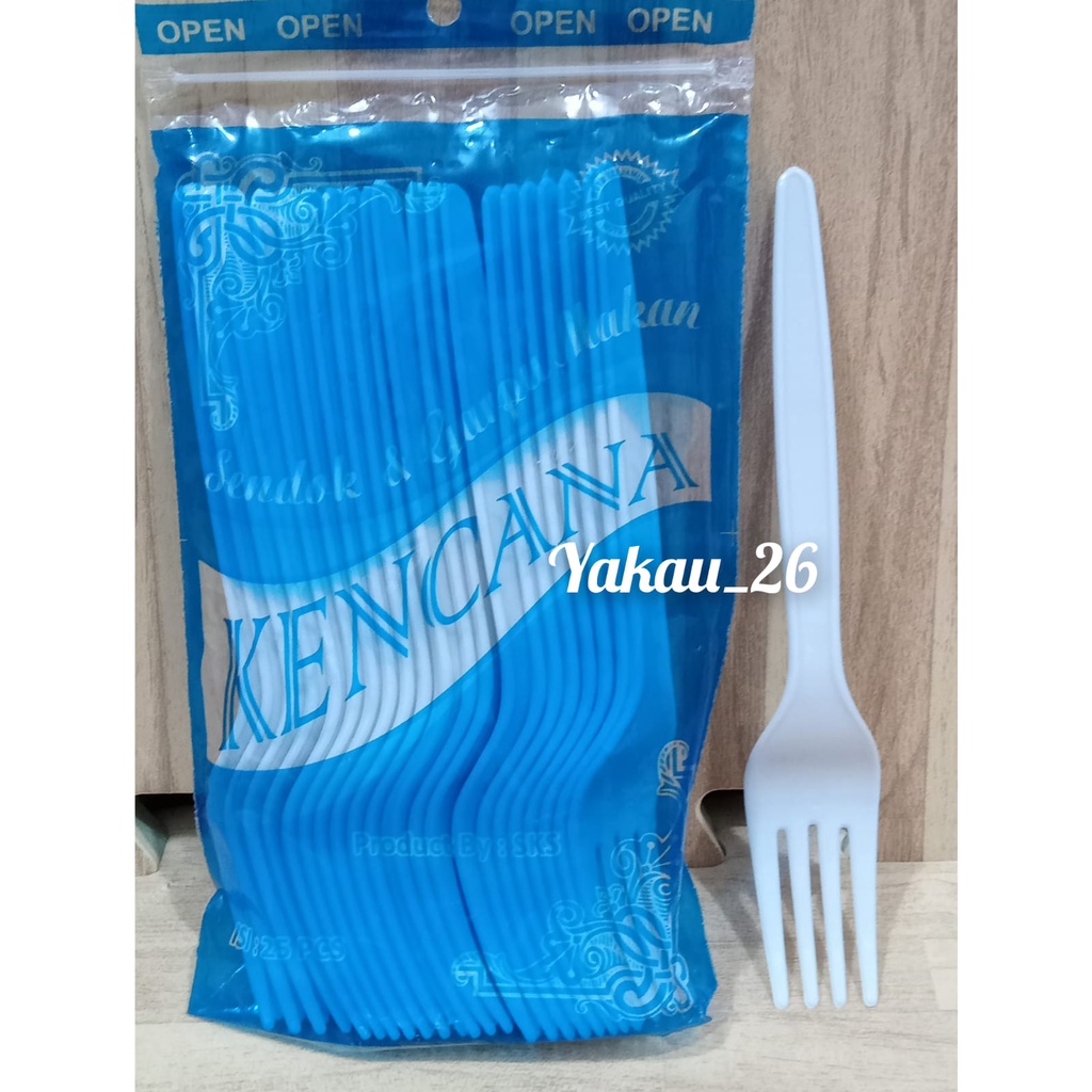 Garpu makan plastik kencana putih susu isi 25pcs