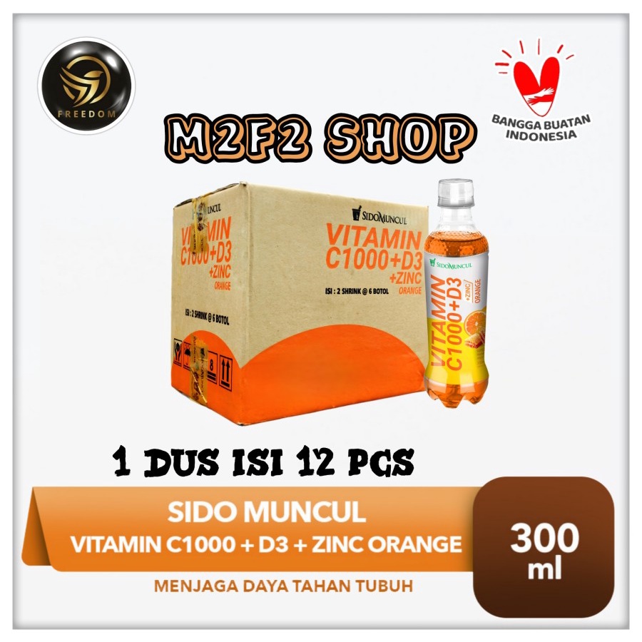 

Sido Muncul Vitamin C1000 + D3 Zinc Orange Botol Pet - 300 ml (Kemasan Karton)