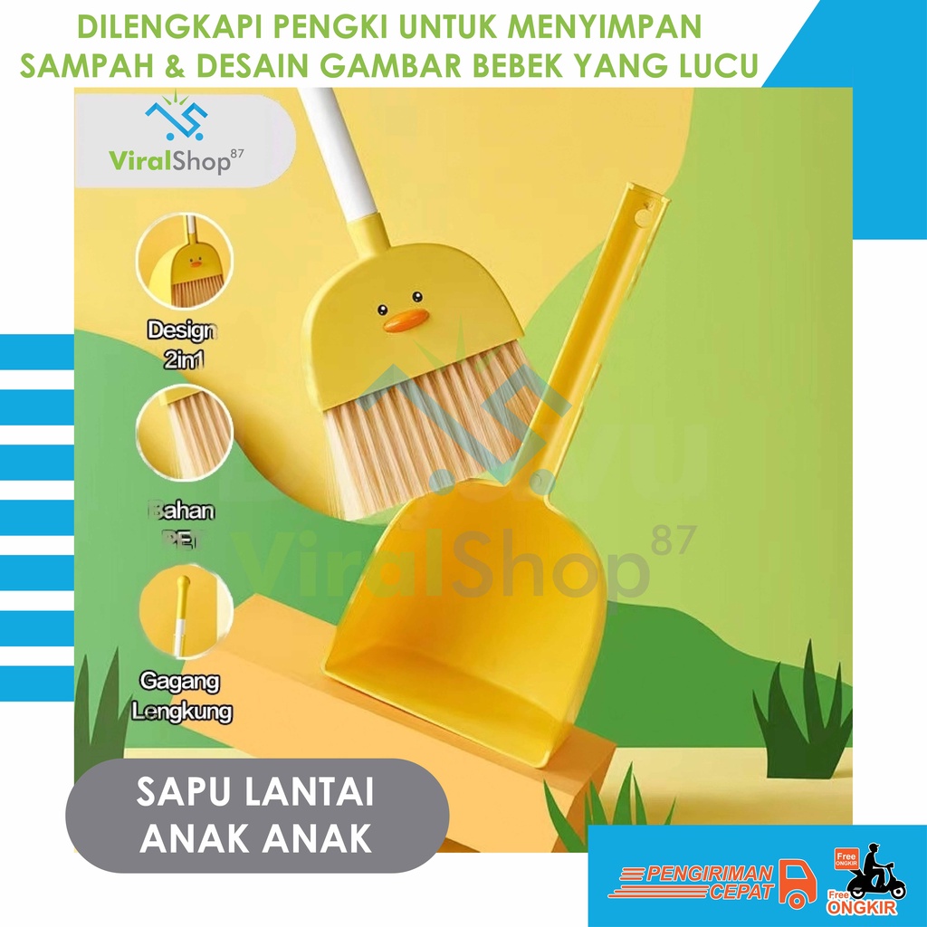 Sapu Mini Set Serok Pengki Karakter Lucu Pembersih Lantai Sapu Anak