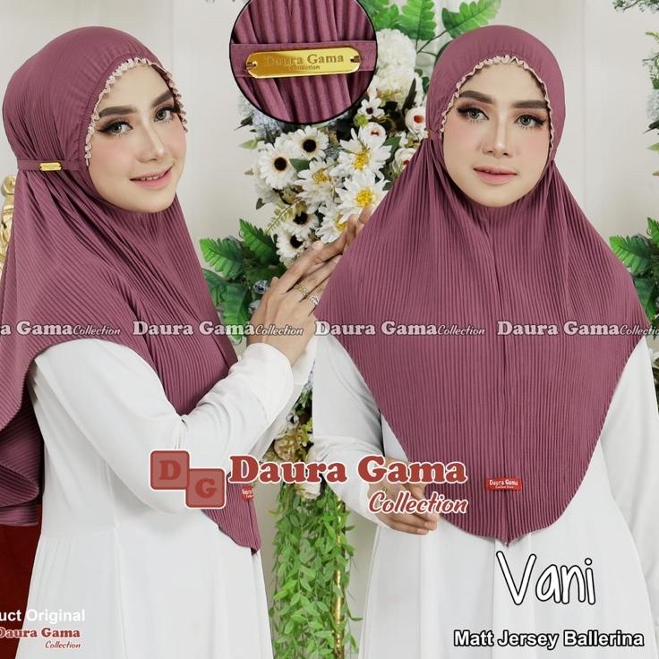 TERBARU  VANI Daura Gama Hijab Instan Plisket Jersey Ballerina Dauragama Kerudung Non Pad Jilbab Ber