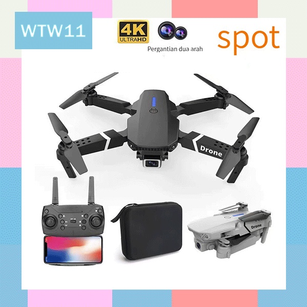 COD WTW Smart Drone E88 /E68Pro 4k HD Camera Shoot Original Indoor Outdoor Drone Mini RC 4K HD Camera/P8(Dikirim Dari Jakarta)New Drone