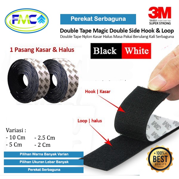 Velcro Tape 10cm Double Tape Velcro Perekat Super Kuat Hook and Loop Adhesive Serbaguna Magic Praktis Murah