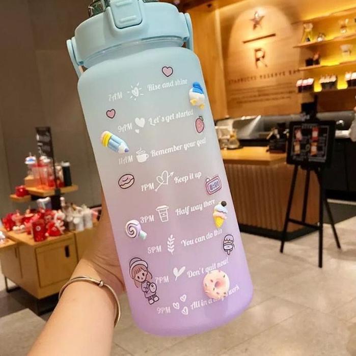 ✲ Botol Minum 2 Liter Botol Minum Viral Botol Pelangi Botol Minum Motivasi ◌