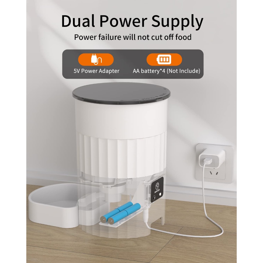 ⚡Mangkuk Ganda⚡Smart Automatic Pet Feeder APP Connect Kontrol Jarak Jauh Smart Pet Feeder 6 liter kerrg