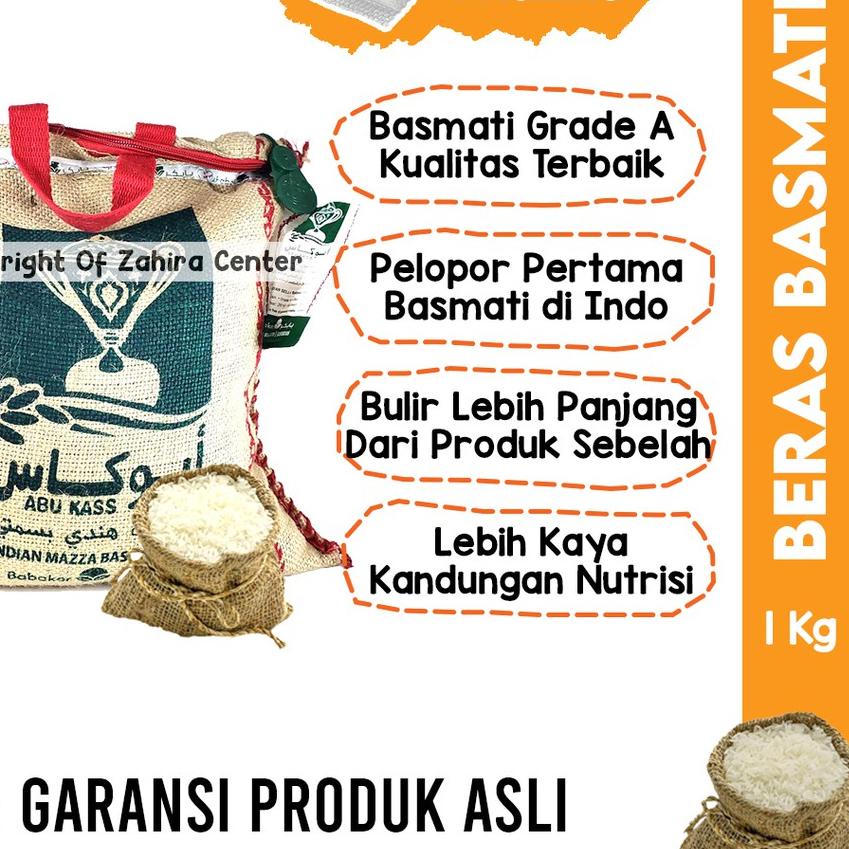 

♣ Beras Basmati Abu Kass Premium 1kg Khas Timur Tengah Dari India Untuk Kebuli Kabsa Mandi Biryani ❁