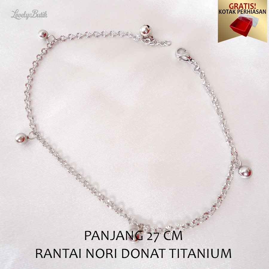 Gelang Kaki Titanium Anti Luntur Silver Model Terbaru Rantai Nori Donat Bola Christ4 - Lovelybutik