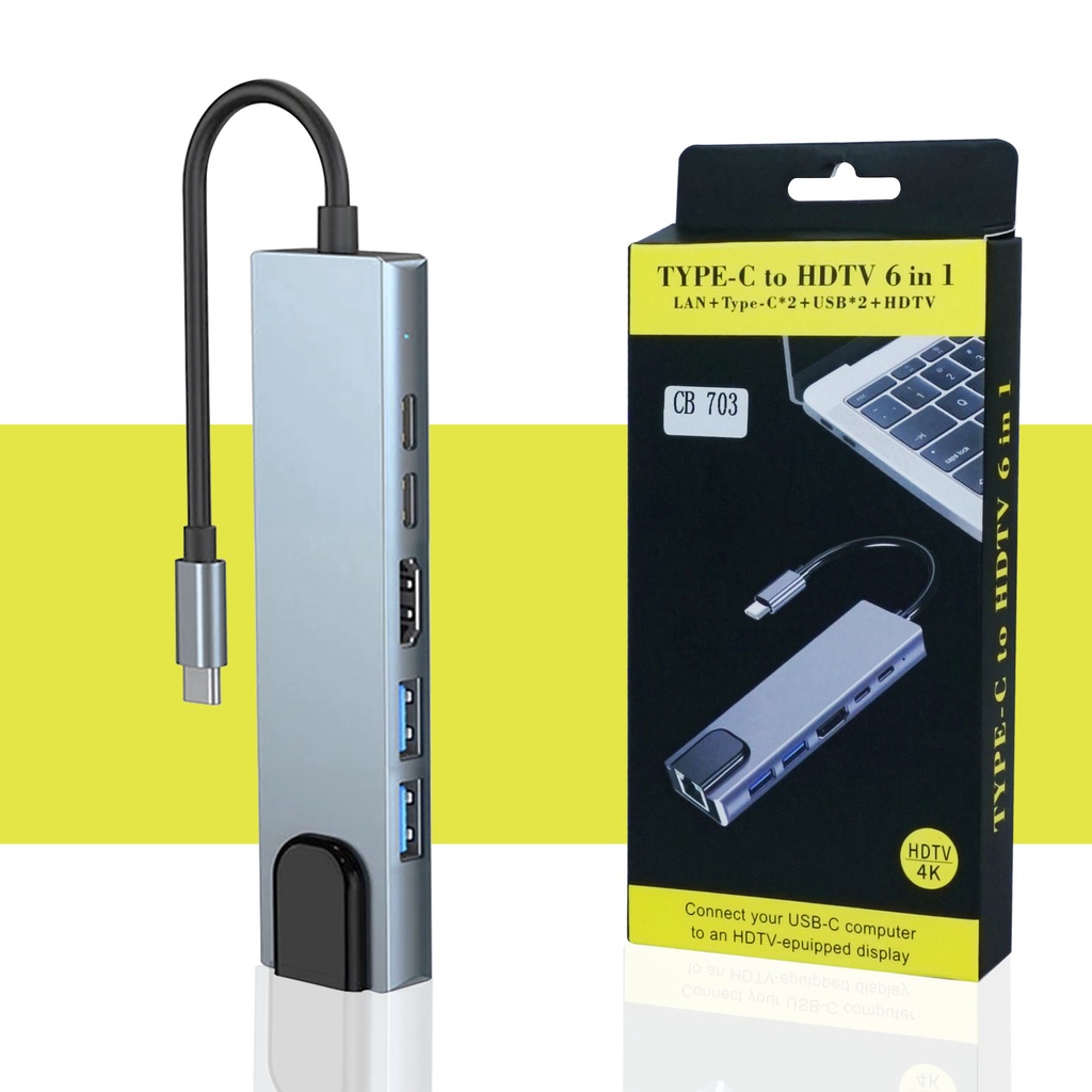 Kabel Cable Type C (USB C) to HDTV (HDMI) Converter Adapter 6 in 1 - CB 703