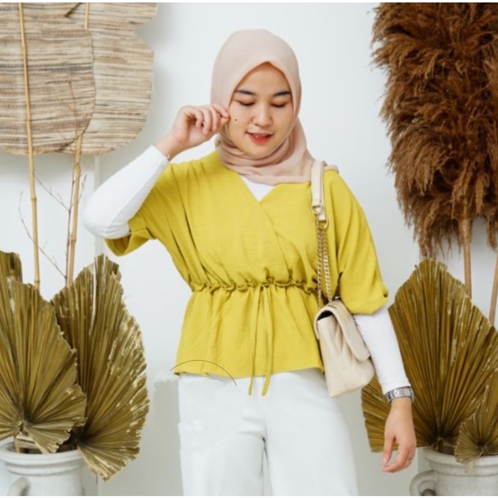 Rebecca Blouse kemeja wanita muslimah airflow crincle deodora