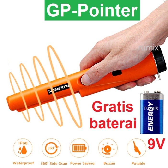 GP Pointer S Metal Detector Alat Pendeteksi Logam Detektor Emas Harta ORIGINAL