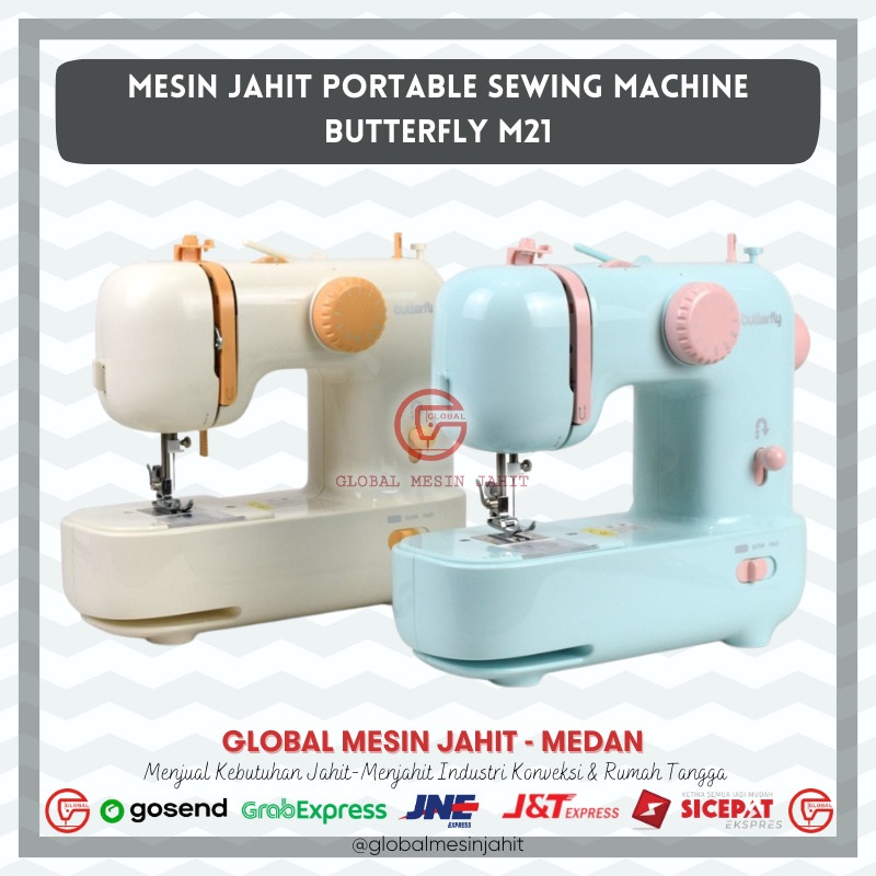 Mesin Jahit BUTTERFLY M21 Portable Multifungsi Mini Deluxe