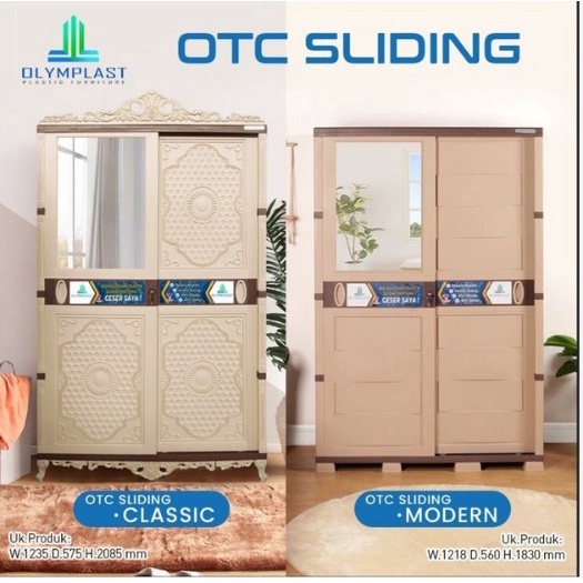 OTC 2 Pintu Slide Modern/Clasic Lemari Plastik Olymplast Pintu Sliding Khusus Intant