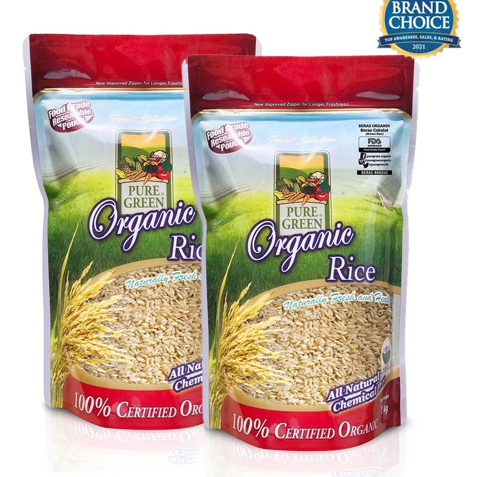 

➩ Puregreen Organic Rice Beras Organik Beras Coklat (Brown Rice) Paket 2 x 1 kg ♦