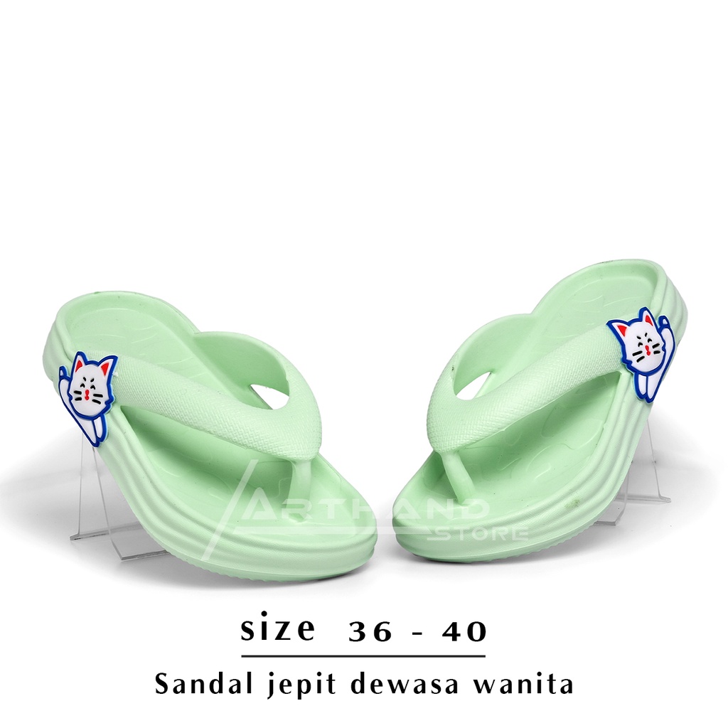 Sandal Wanita Model jepit sandal wanita terbaru karakter cat lucu