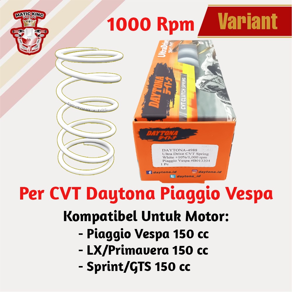 Per CVT Vespa  LX Primavera Sprint GTS 150cc DAYTONA Racing 1500 RPM