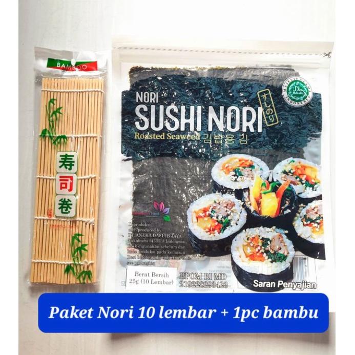 

7.7 Product HOT Paket sushi nori 10 lembar + bambu sushi 1 nori rumput laut bento seaweed bamboo sushimat tikar penggulung halal murah bento kimbap seaweed nori rumput laut