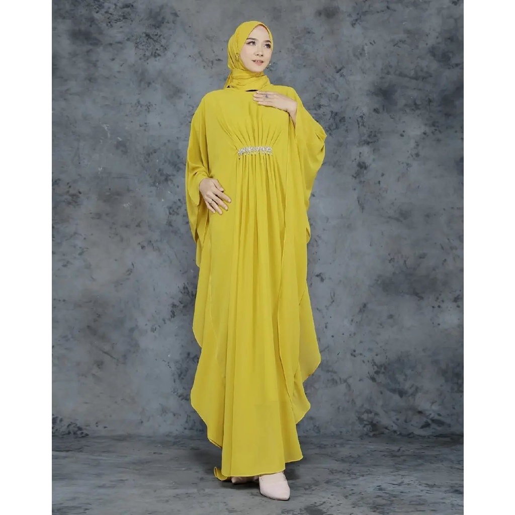 Marbela Kaftan - Gamis Muslim Kaftan Wanita Remaja Matt Ceruty Babydoll OOTD Lebaran Fashion Terlaris