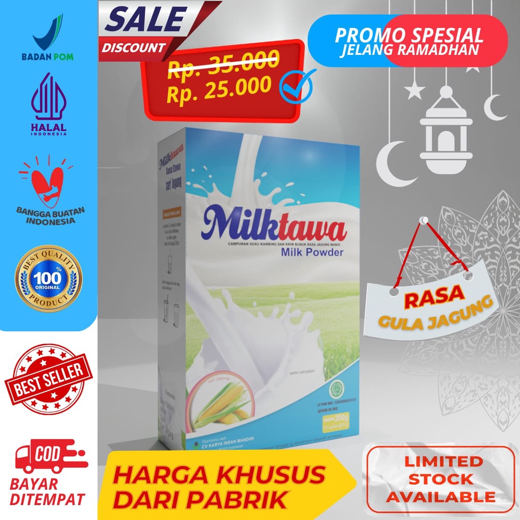 

Susu Kambing Etawa Milktawa Rasa Original dengan Gula Jagung Kemasan Curah
