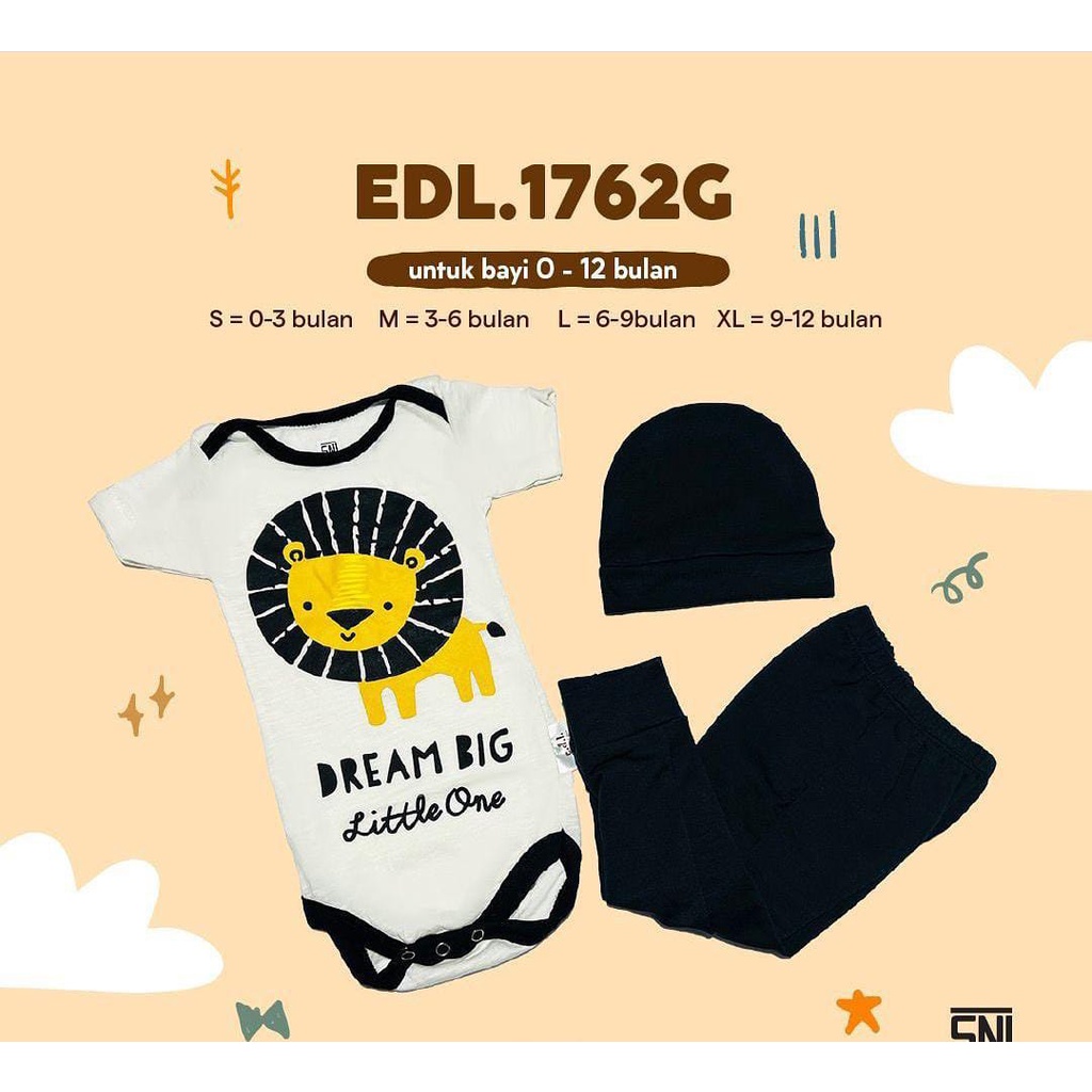 EDL Baby Jumper + Celana+ Topi Motif Lucu