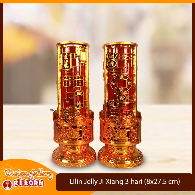 Lilin Jelly Gelas Merah Puja Sembahyang 3 hari Ji Xiang Tinggi 27,5cm