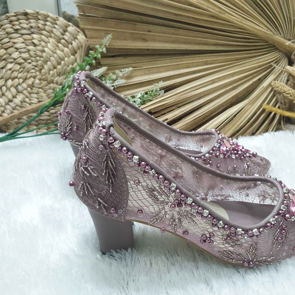 Sepatu wedding pesta Cantik mahalani mauve 7cm tahu