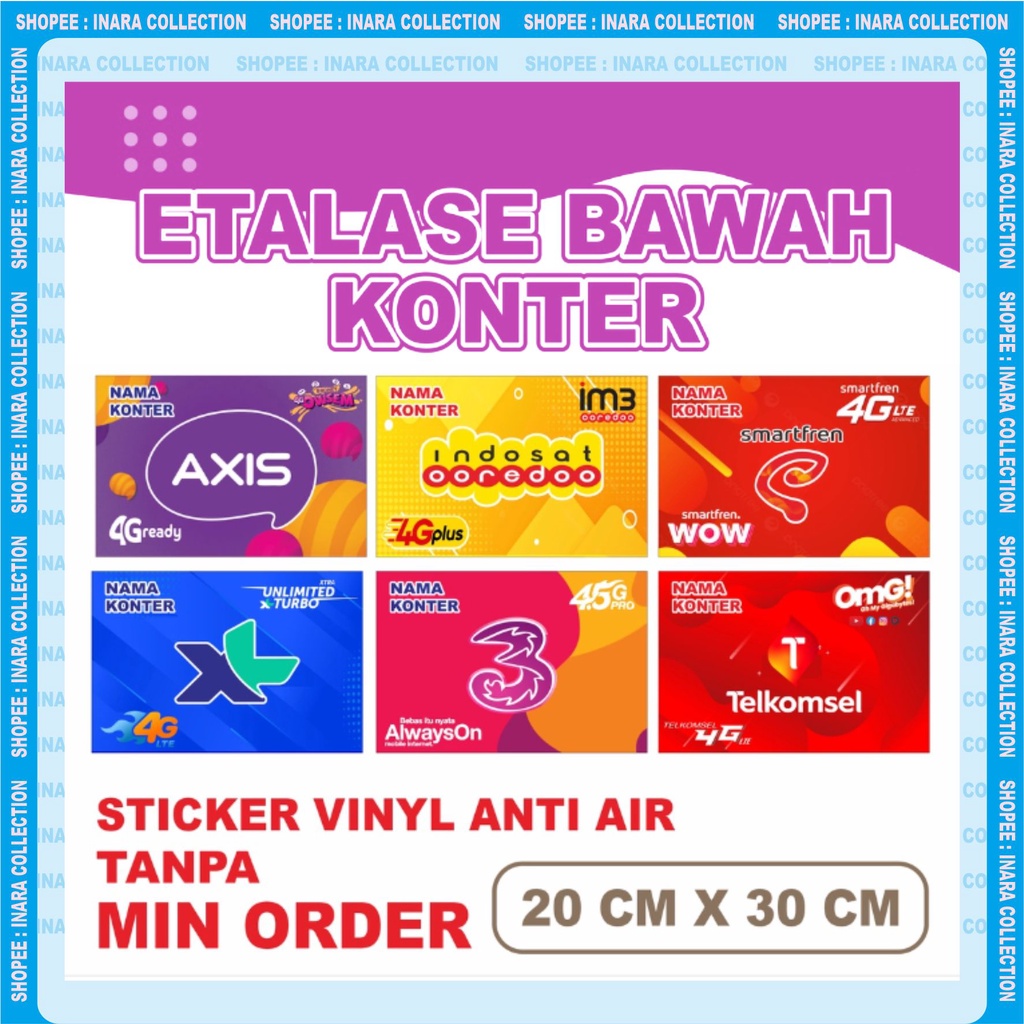 

Stiker Etalase Konter Bagian Bawah / Stiker Dekorasi Konter Telkomsel Axis Indosat Anti Luntur