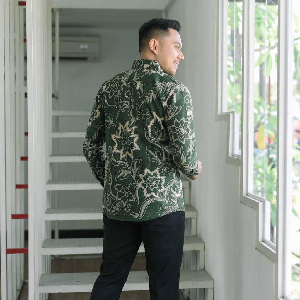 Kemeja Batik Pria Lengan Panjang Slimfit Bahan Kattun Halus Kwalitas Premium Baju Cowok Kekinian Lapis Furing