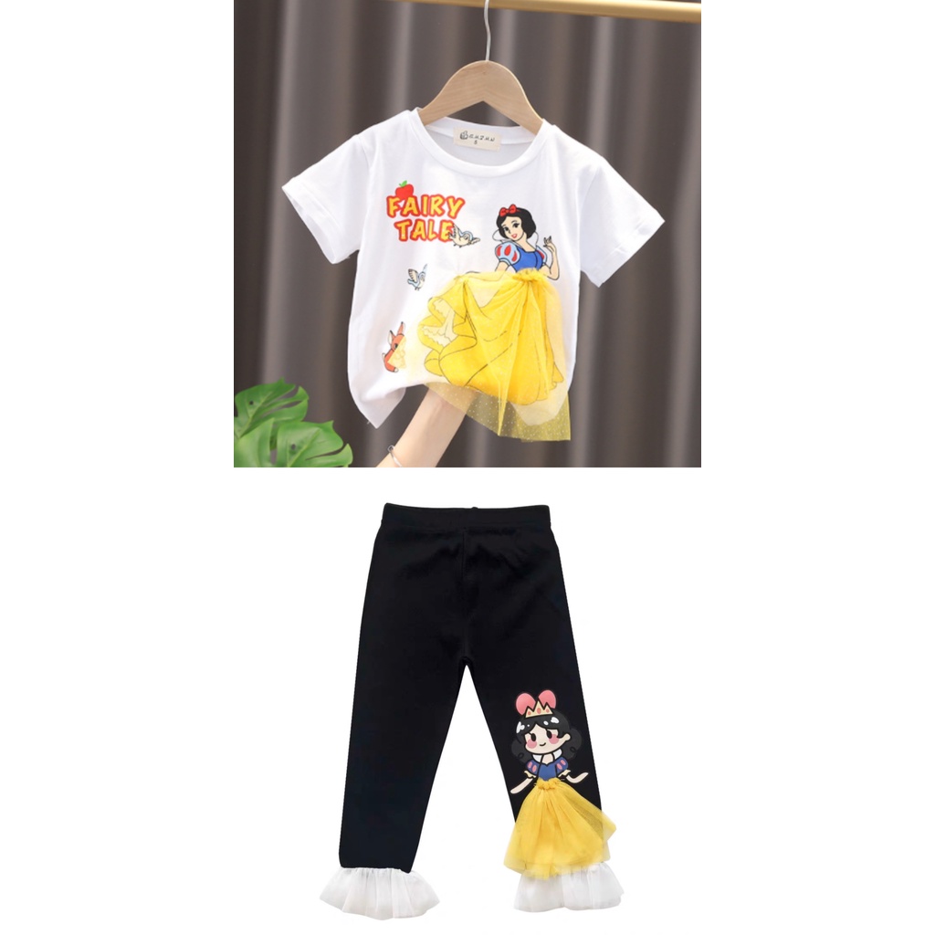 Baju Kaos Princess Anak Perempuan Elsa Frozen Snow White Mermaid