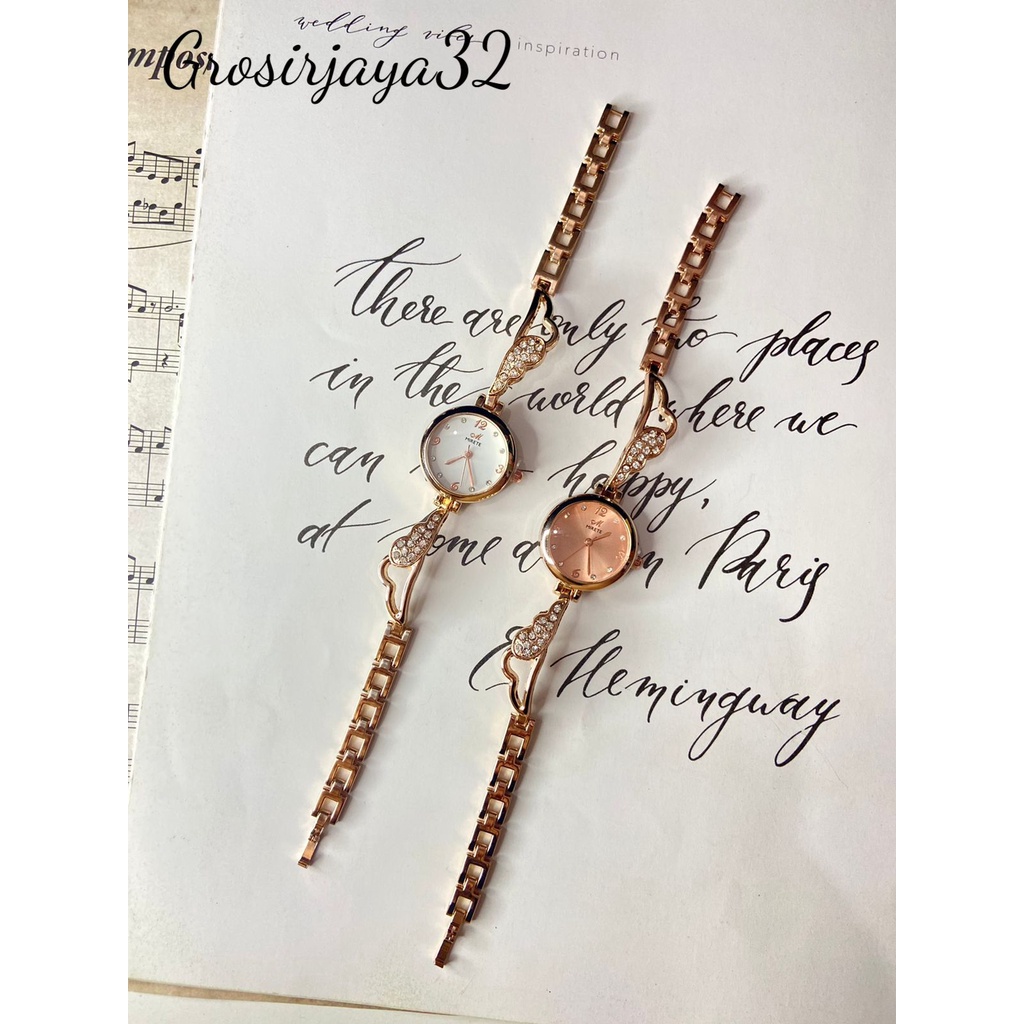 Jam Tangan ANASTASYA Quartz Analog Model Gelang Aksen Berlian Imitasi Mewah Untuk Wanita