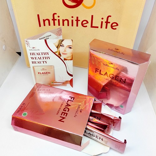 Flagen infinite life salmon ovary peptide kolagen ikan 12 sachet