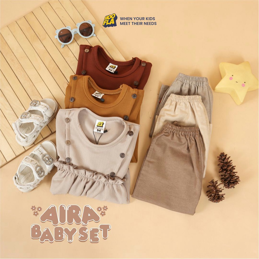 HOOFLA KIDS AIRA BABY SET SETELAN BAJU CELANA KULOT BAYI BALITA ANAK PEREMPUAN 1-5 TAHUN