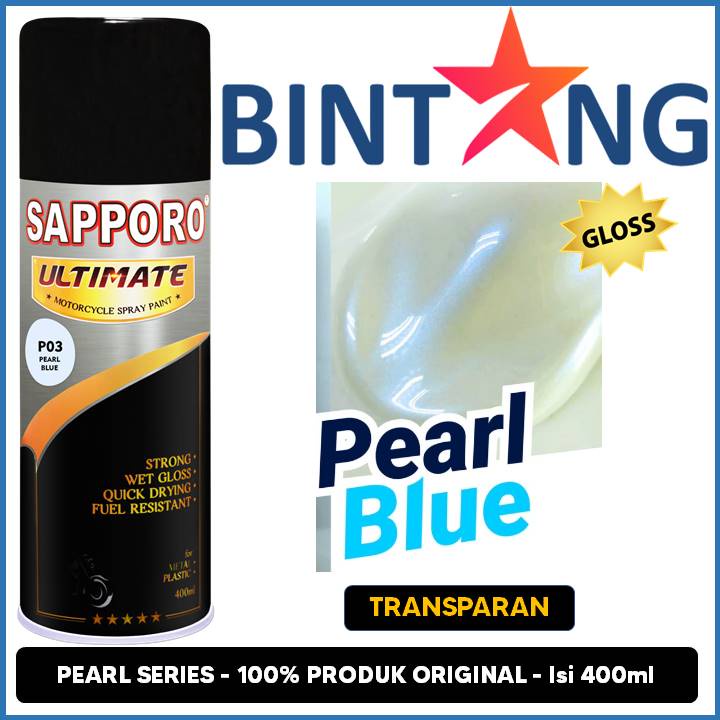 Pilox Sapporo Ultimate Pearl Blue P03 400ml Lembayung Biru Mutiara Putih Transparan Metalik