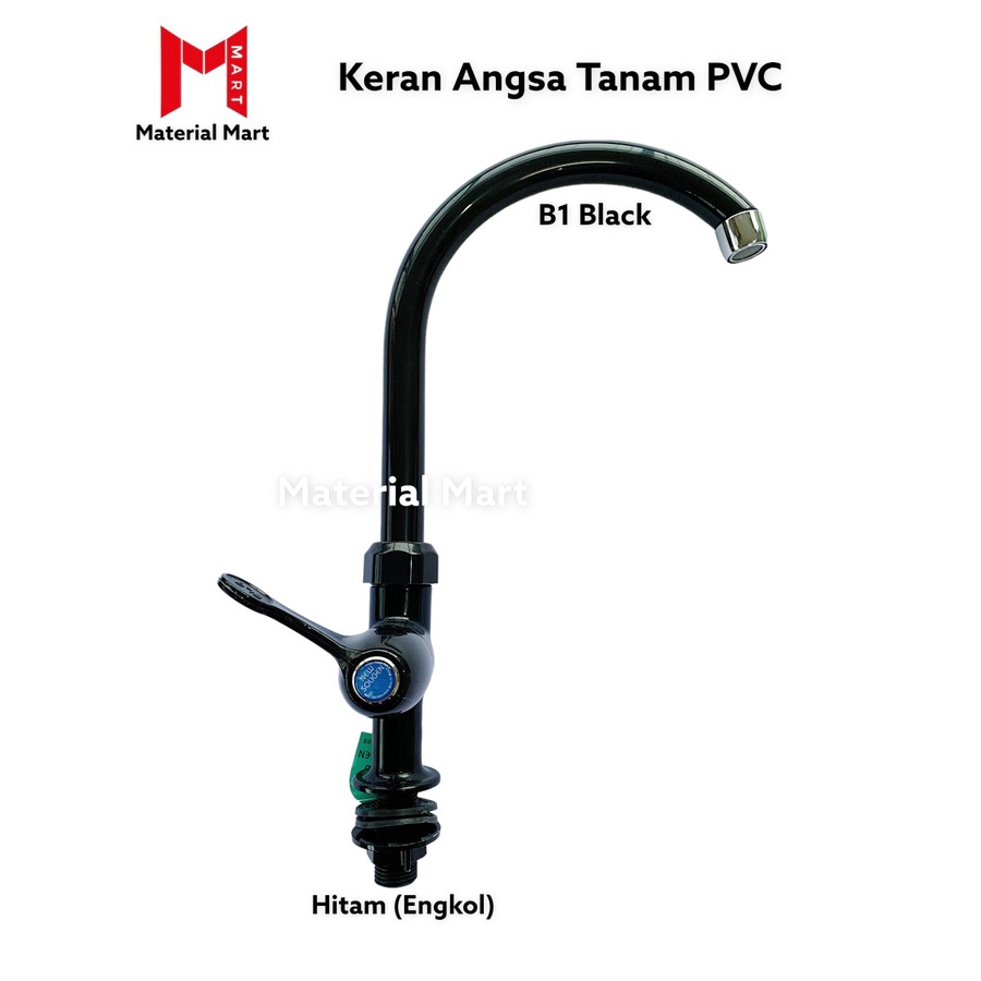 Keran Angsa Tanam PVC | Kran Air Bak Cuci Piring | Kran Plastik Duduk | Material Mart