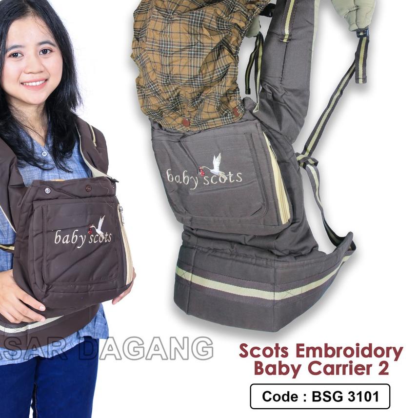 ➥ Gendongan Baby Scots Embroidery 4in1/Gendongan Ransel/Kangguru / Baby Carrier 4 - BSG3101 ☀