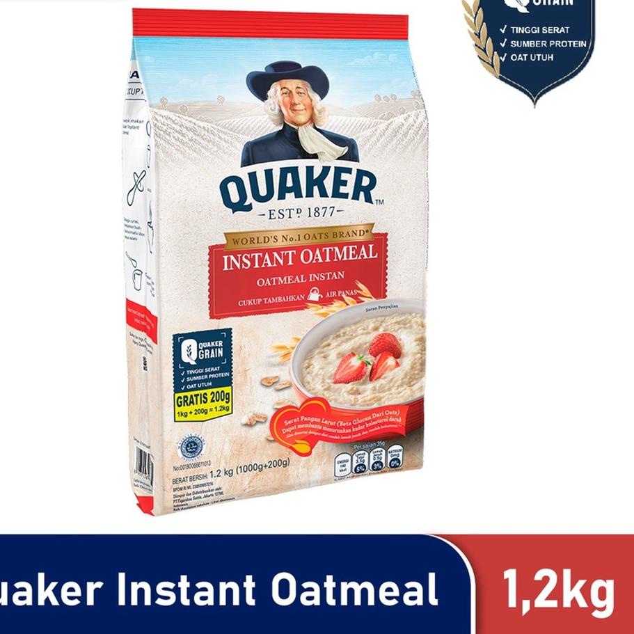 

➮ EXP MARET 2024 Quaker Oatmeal Instant 1.2kg / 1200gram / Quakers Oatmeal 1200gr /Quaker 1,2kg/1200 ✵