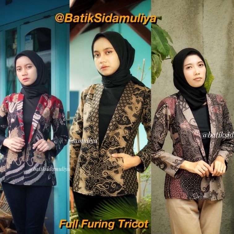 HARGA SPESIAL Blazer Batik Wanita Atasan Batik Blouse Jaz Outer Kantor Premium Eksklusif By Batik Si