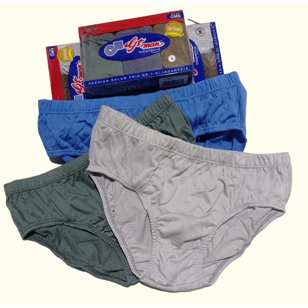 3 Pcs - Celana Dalam GMN GT Man Mika Pria Dewasa | CD GTMAN Laki Laki Pakaian Murah Katun Polos Underwear Open