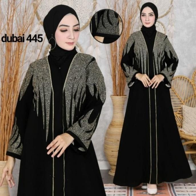Gamis Gamis Abaya Turkey Ym deFashion Dubai 445 Jetblack Hitam Muslim Wanita - S(O7F5) Gamis Turky T