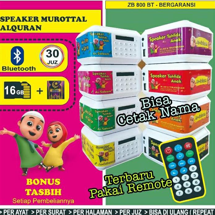 SPEAKER AL QURAN ZB 800 BT 30 JUZ  MEMORI 16GB/ Speaker Murottal/ Speaker Tahfidz Anak/Speker hafidz