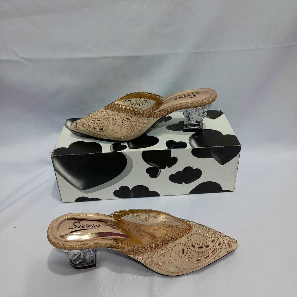 Sandal heel wanita motif trendy warna [Salem] sandal kondangan/sepatu pesta jalan model terlaris 202
