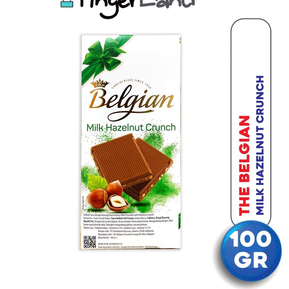 

Keren abis THE BELGIAN Milk Chocolate with Hazelnut Cruch 100 gram Cokelat Susu