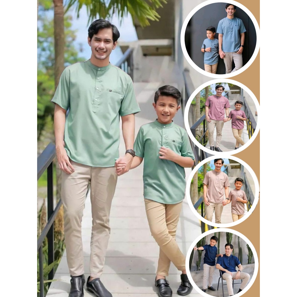 BAJU KURTA KEMEJA KOKO KEMKO PASANGAN COUPLE ANAK AYAH LENGAN PENDEK TERBARU ORIGINAL AGERA