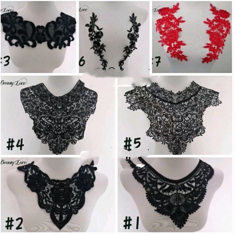 Kerah Bordir Jahit Renda Import