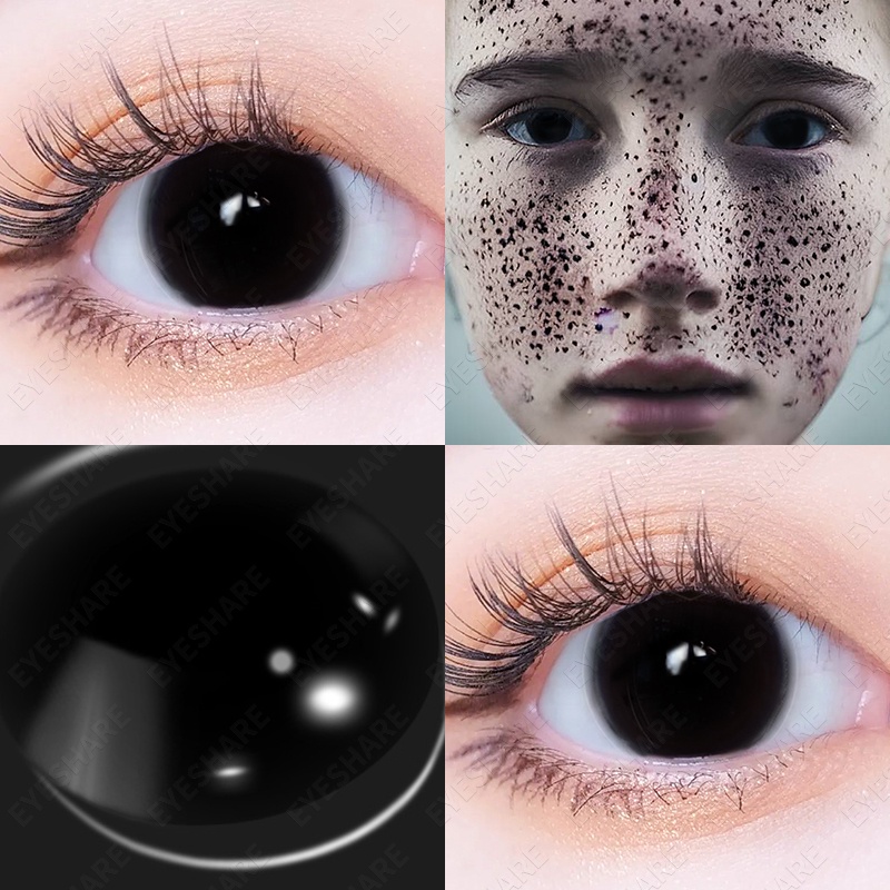 （COD）1Pasang Red Eye Suasana Horor Cosplay Lensa Kontak Warna Diameter 14.5MM Halloween Softlens Semua Hitam / Semua Putih / Semua Hijau Softlens 2022 Karakter New Mata softlens Seni Gotik