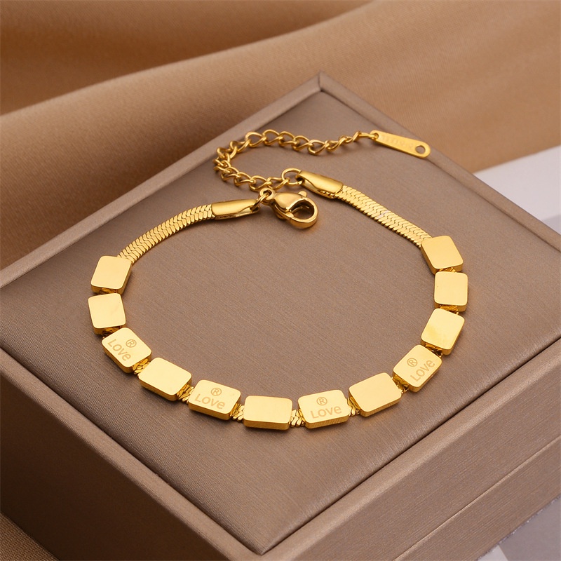 AZ263 【Barang spot】Gelang Rantai Tulang Ular Bahan Titanium Anti Karat Warna Gold Korean Fashion Perhiasan Wanita