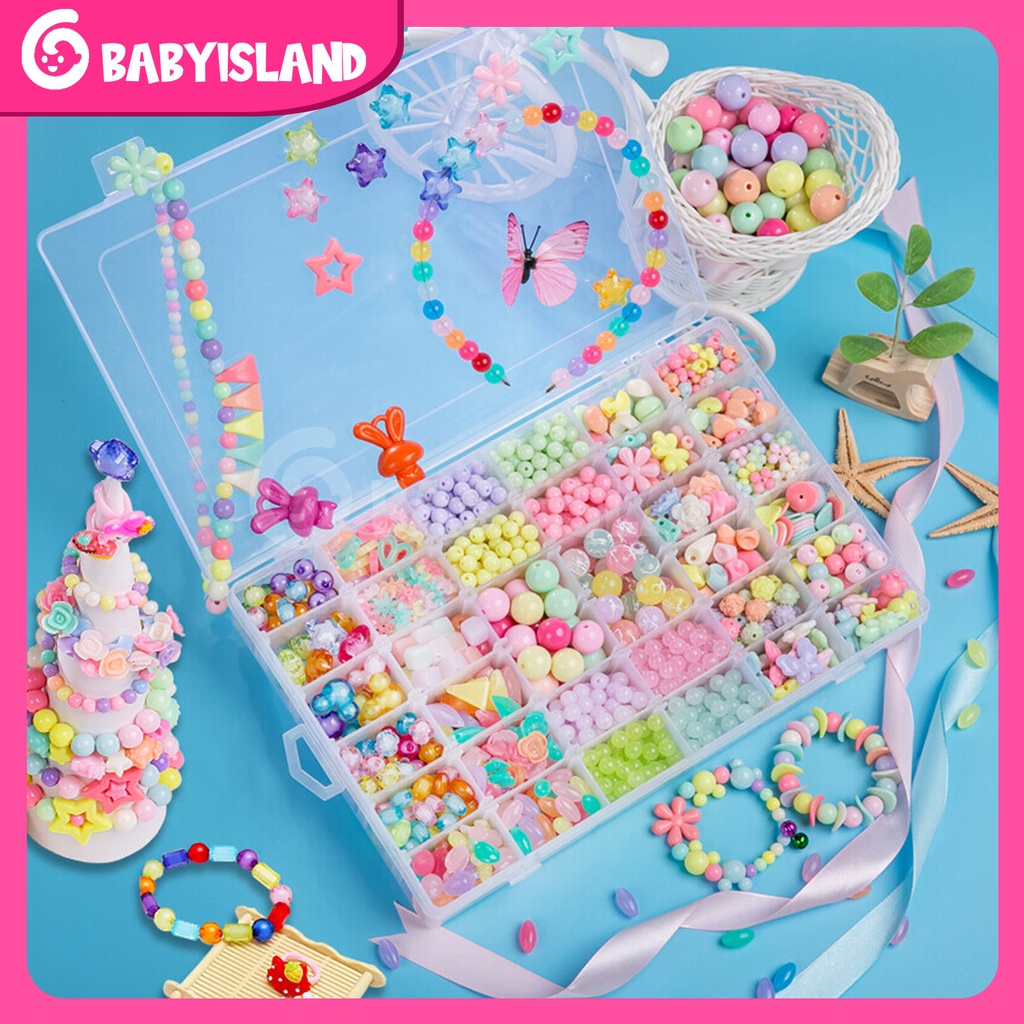 Mainan Anak Meronce Manik DIY Jewelry Kit Gelang Kalung Manik Anak Mainan Kerajinan Tangan Anak