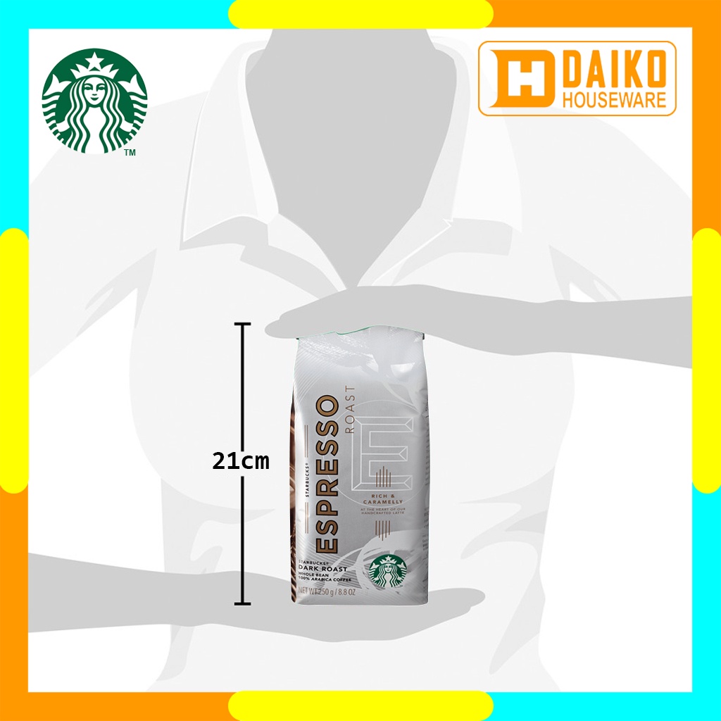 Kopi Starbucks Whole Bean Espresso Roast - Dark Roast Coffee Sachet Bag 250 gr