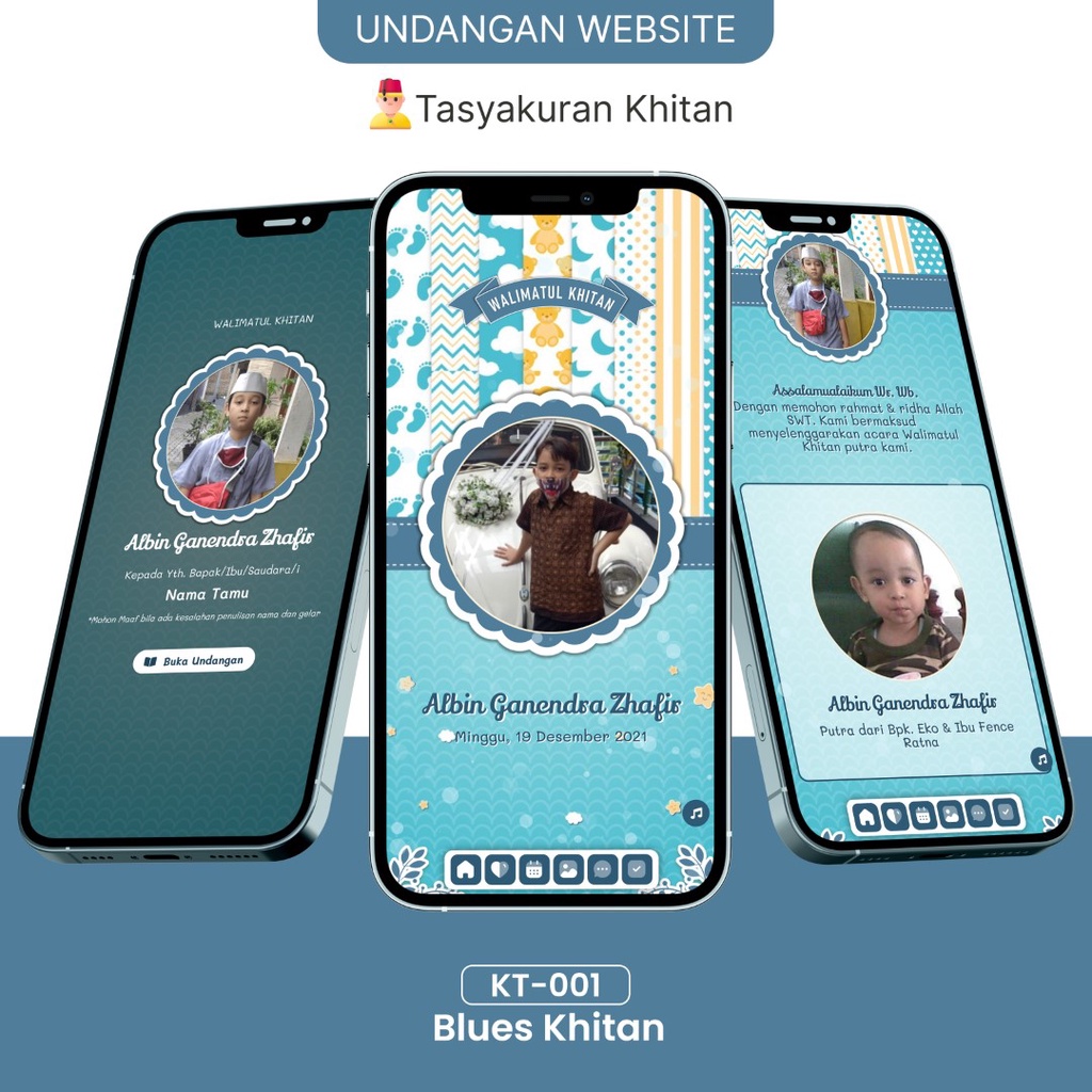 KT-001 | Undangan Website Tasyakuran Khitan Blues Khitan - Undangan Website Khitan